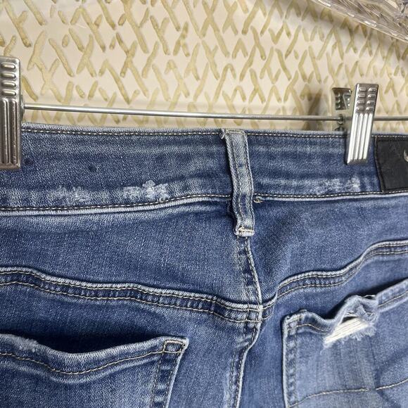 American Eagle Outfitters Ripped Super Stretch Hi-Rise Jegging Blue Denim Size 4 - Picture 8 of 13